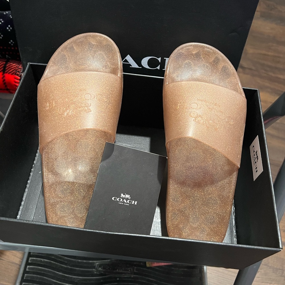 Coach slides gold see through brand new never worn great buy